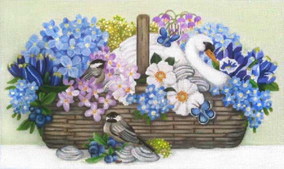 click here to view larger image of Swan Basket (hand painted canvases)