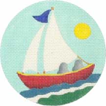 click here to view larger image of Seaside Ornaments - Sailboat (hand painted canvases)