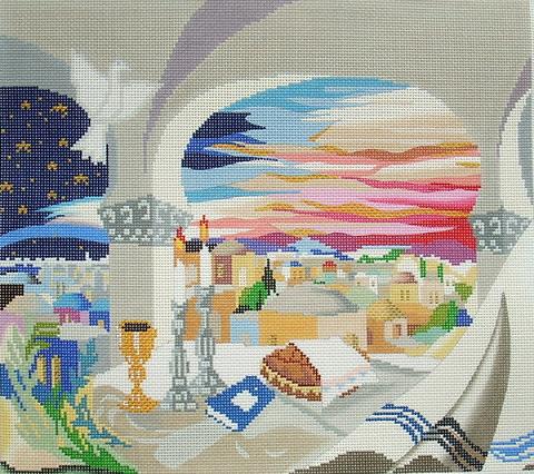 click here to view larger image of Shabbat Evening Taleis Bag (hand painted canvases)