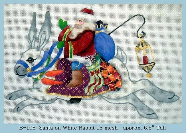 click here to view larger image of Santa on Rabbit (hand painted canvases)