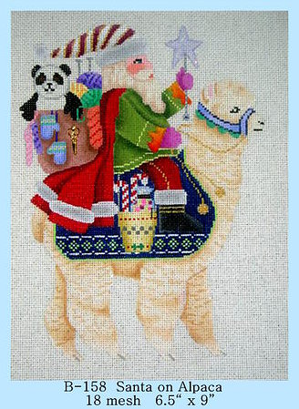 click here to view larger image of Santa on Alpaca w/ charm (hand painted canvases)