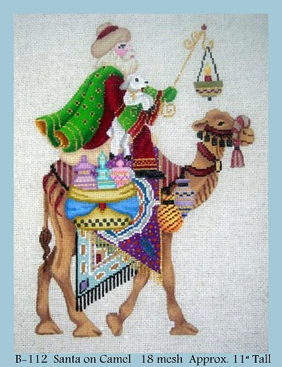 click here to view larger image of Santa on Camel (hand painted canvases)