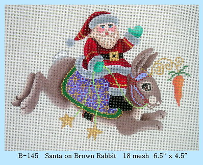 click here to view larger image of Santa on Brown Rabbit (hand painted canvases)
