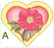 click here to view larger image of Floral Heart A - Red Rose (hand painted canvases)