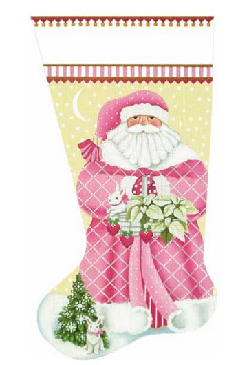 click here to view larger image of Pink Santa Sock (hand painted canvases)