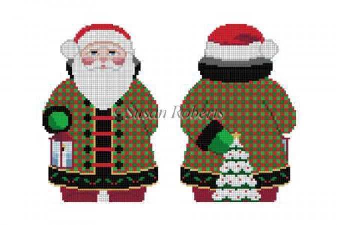 click here to view larger image of Checker Coat Santa (hand painted canvases)