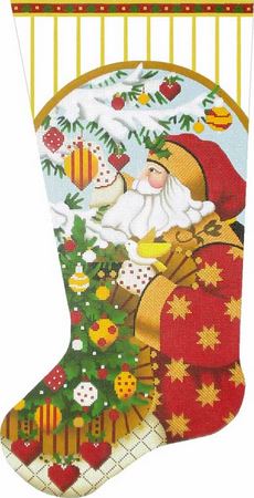 click here to view larger image of Big Golden Star Santa Stocking (hand painted canvases)