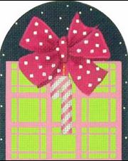 click here to view larger image of Pink Plaid Gift Box (hand painted canvases)