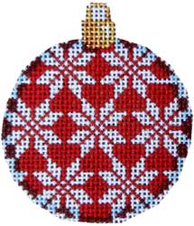 click here to view larger image of Snowflakes on Red - Mini Ball Ornament (hand painted canvases)