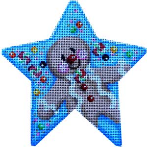 click here to view larger image of Gingerbread Boy Star Ornament (hand painted canvases)
