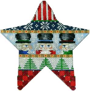 click here to view larger image of Nutcrackers/Snowflakes/Stripes Star Ornament (hand painted canvases)