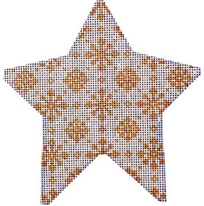 click here to view larger image of Gold Snowflakes on White Star Ornament (hand painted canvases)