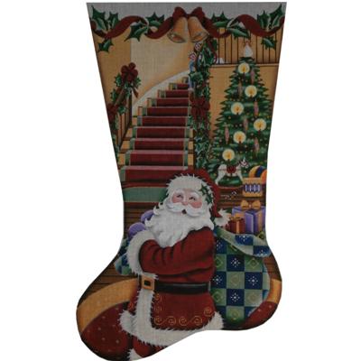 click here to view larger image of Santa's Visit Stocking - 13ct (hand painted canvases)