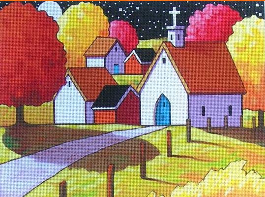 click here to view larger image of Church Night Path (hand painted canvases)