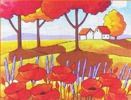 click here to view larger image of Poppies and Lavender (hand painted canvases)