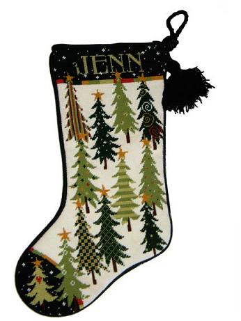click here to view larger image of Tree Stocking (hand painted canvases)