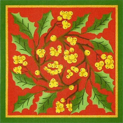 click here to view larger image of Red & Gold Holly (hand painted canvases)