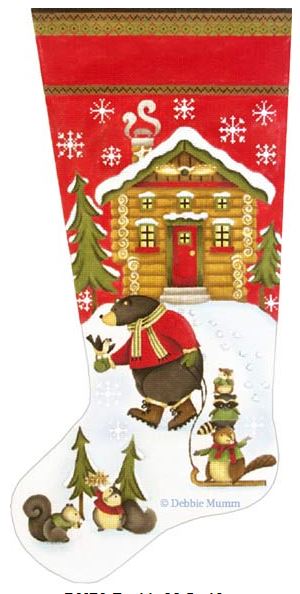 click here to view larger image of Bear Sled Stocking (hand painted canvases)