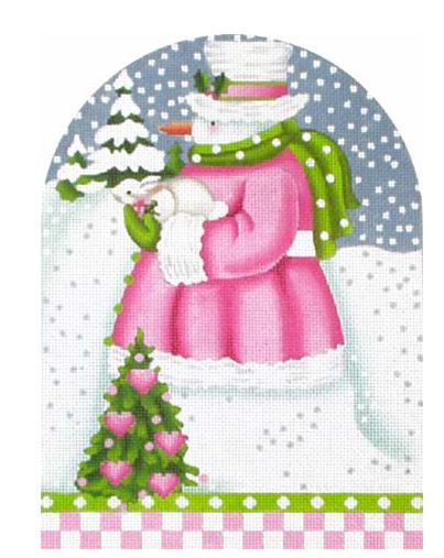 click here to view larger image of Pink Snowman Dome (hand painted canvases)