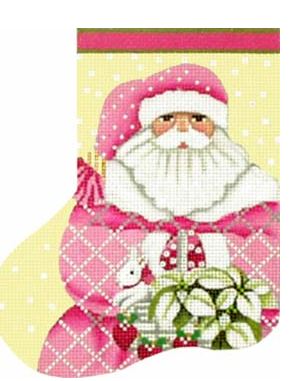 click here to view larger image of Pink Santa Mini-Sock (hand painted canvases)