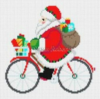 click here to view larger image of Biking Santa  (hand painted canvases)