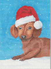 click here to view larger image of Christmas Dachshund (hand painted canvases)