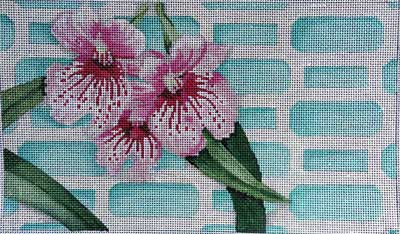 click here to view larger image of Orchid on Aqua Lattice 1 (hand painted canvases)