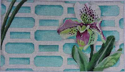 click here to view larger image of Orchid on Aqua Lattice 2 (hand painted canvases)