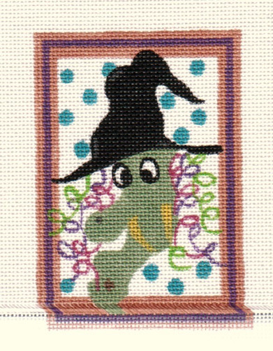 click here to view larger image of Little Witch Ornament (hand painted canvases)