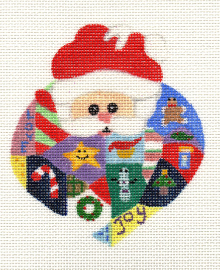 click here to view larger image of Patchwork Santa Ornament (hand painted canvases)