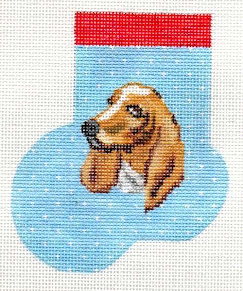 click here to view larger image of Basset Hound Mini Sock (hand painted canvases)