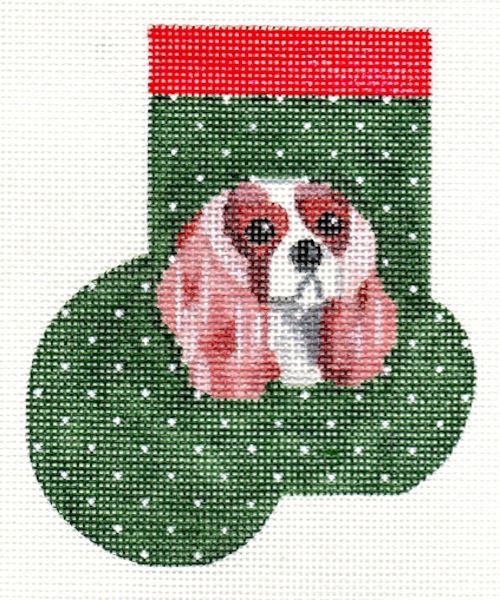 click here to view larger image of King Charles Cavalier Tan / White Mini Stocking (hand painted canvases)