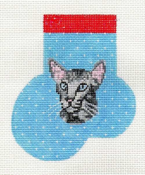 click here to view larger image of Oriental Cat Mini Sock (hand painted canvases)