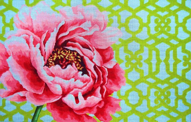 click here to view larger image of Peony Trellis  (hand painted canvases)