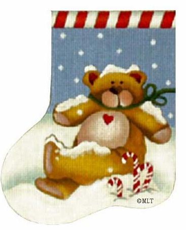 click here to view larger image of Peppermint Bear Mini Stocking (hand painted canvases)