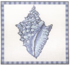 click here to view larger image of Conch Shell in Ocean Blue (hand painted canvases)