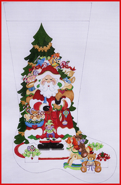 click here to view larger image of Santa Holding Puppet Stocking  (hand painted canvases)