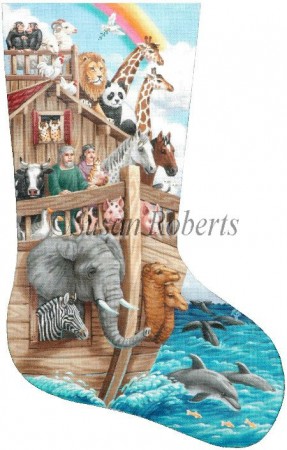 click here to view larger image of Noah's Ark Stocking (hand painted canvases)