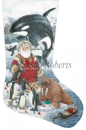 click here to view larger image of North Shore Santa Stocking (hand painted canvases)