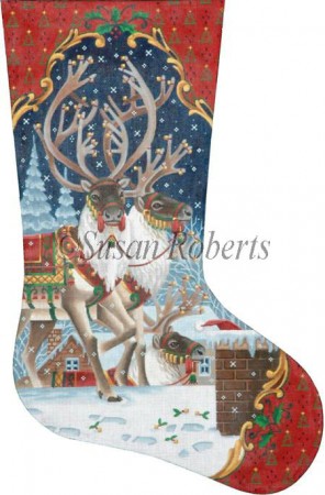click here to view larger image of Rooftop Stocking - 18ct (hand painted canvases)