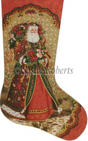click here to view larger image of Santa's Bouquet Stocking (hand painted canvases)