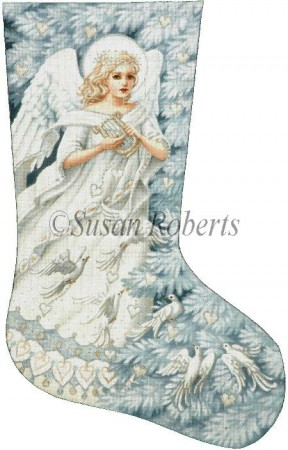 click here to view larger image of Enchanted Angel  Stocking - 18 mesh (hand painted canvases)