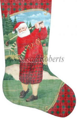 click here to view larger image of Santa Teeing Off Stocking - 18ct (hand painted canvases)