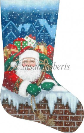 click here to view larger image of Santa Pops In Stocking - 13ct (hand painted canvases)