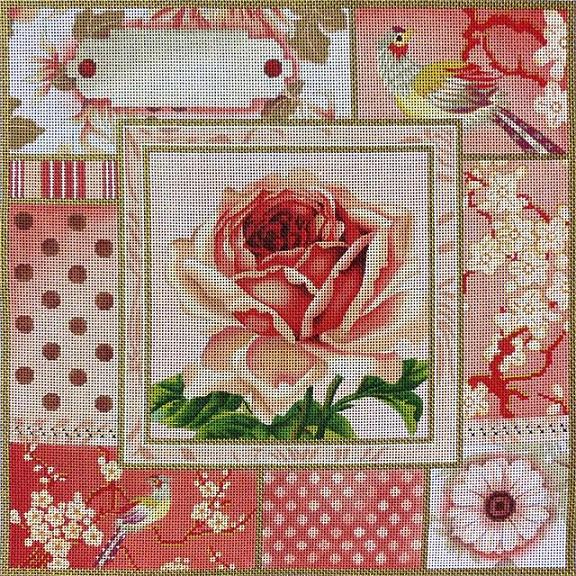 click here to view larger image of Vintage Rose Floral Collage (hand painted canvases)