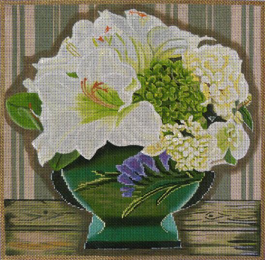 click here to view larger image of White Floral Arrangement (hand painted canvases)