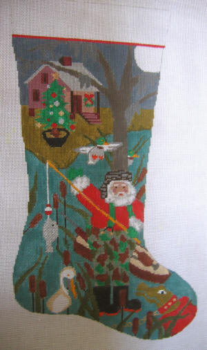 click here to view larger image of Cajun Scene Stocking (hand painted canvases)