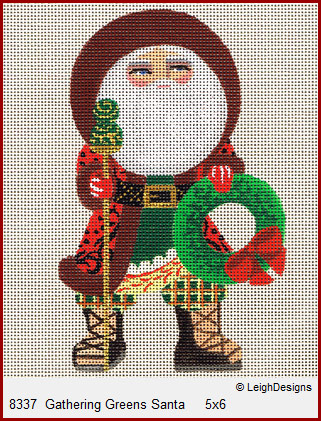 click here to view larger image of Russian Santa - Gathering Greens (hand painted canvases)
