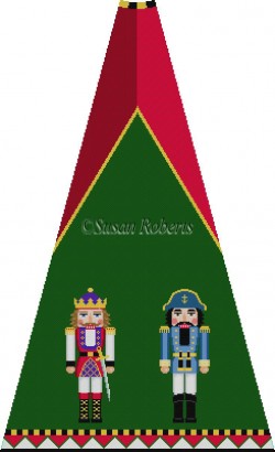 click here to view larger image of Red Purple King and Admiral Nutcracker Tree Skirt Panel (with background) (hand painted canvases)