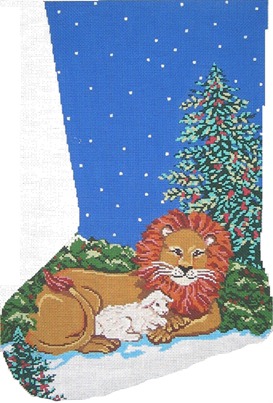 click here to view larger image of Lion and the Lamb Sock (hand painted canvases)
